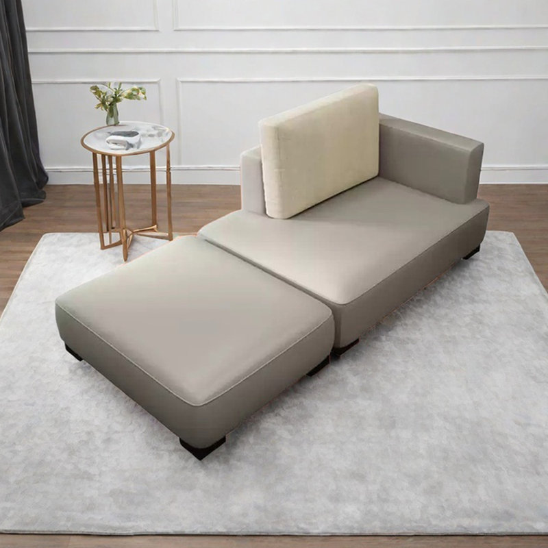 Méridiennes en similicuir avec repose-pieds, Orienté à droite, Gris