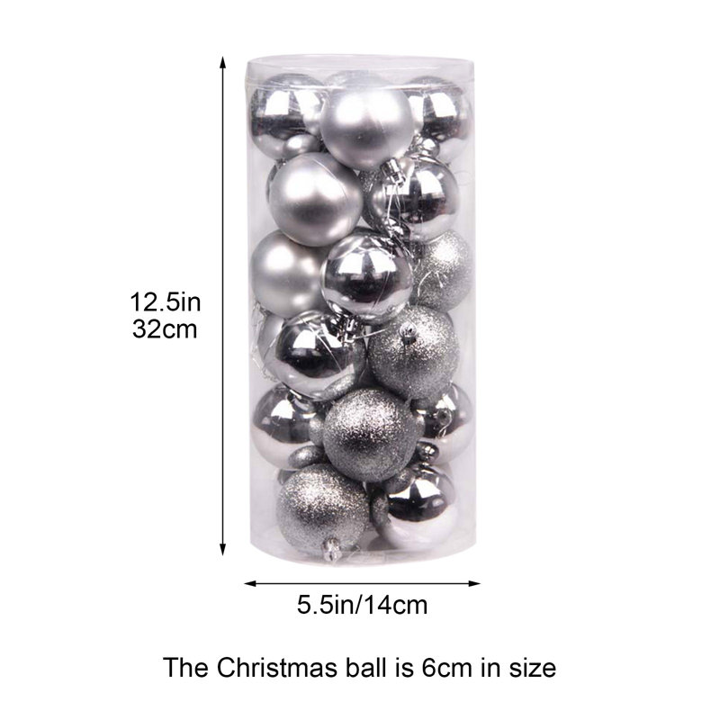 Ensemble de 24 boules de Noël incassables en plastique, décorations à suspendre pour sapin, maison et fêtes., C