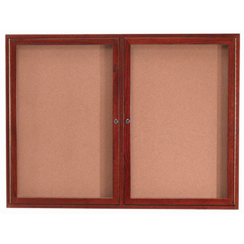 Tableau d'affichage mural fermé, Teinture cerisier, Deux, H 36 po x l 48 po
