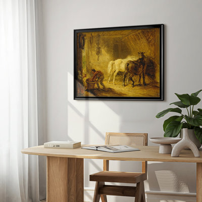 Intérieur d'une étable avec chevaux et personnages-James Ward, toile tendue avec châssis, c. début du 19e siècle