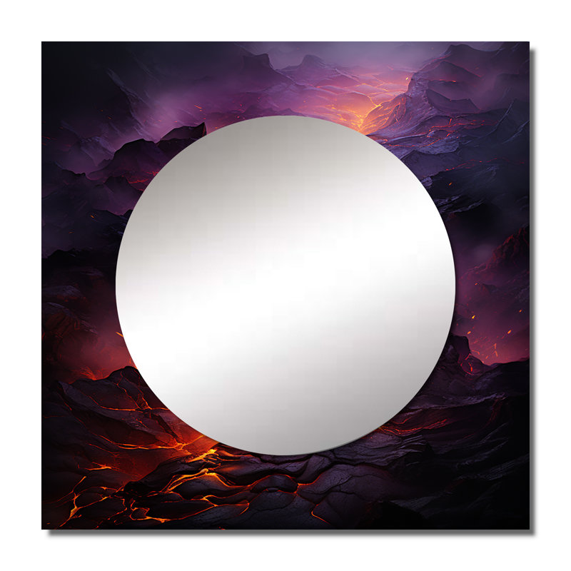 Fiori - Grand miroir mural carré décoratif pour chambre à coucher Volcano, 23 po x 23 po