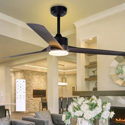 60" Elizandra 3 - Blade LED Standard Ceiling Fan with Remote Control and Light Kit Included
