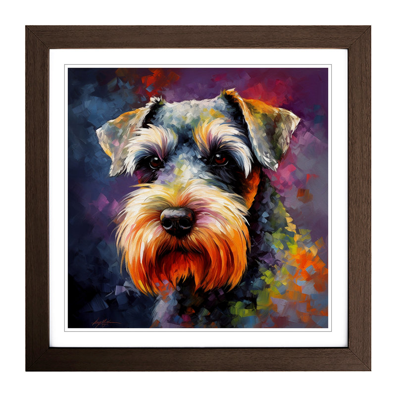 Schnauzer Colour Field - Framed Print, Walnut