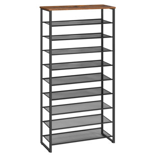 SONGMICS Shoe Rack, 8-Tier Shoe Organizer, Metal Shoe Storage for Garage,  Entryway, Set of 2 4-Tier Stackable Shoe Shelf, with Adjustable Flat or  Angled Shelves, Holds 32-40 Pairs