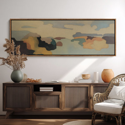 Abstrait pastel, paysage, horizon, toile, salon, impression murale