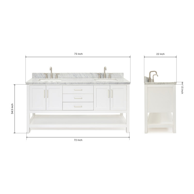 Magnolia Bath Vanity Rectangular Basin S073DCWRV, White, Rectangular