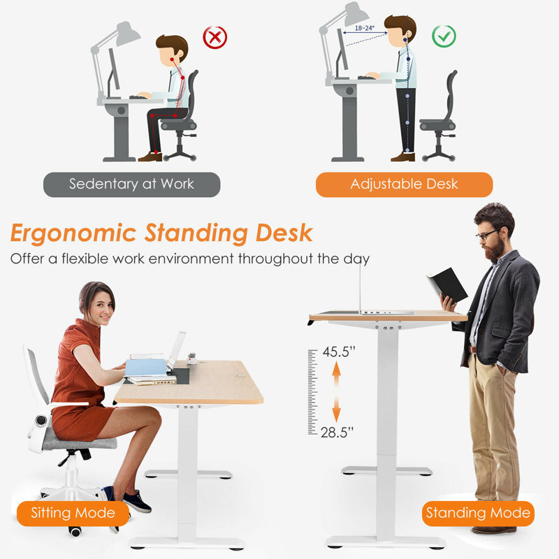 Mandelyn Adjustable Metal Base Standing Desk