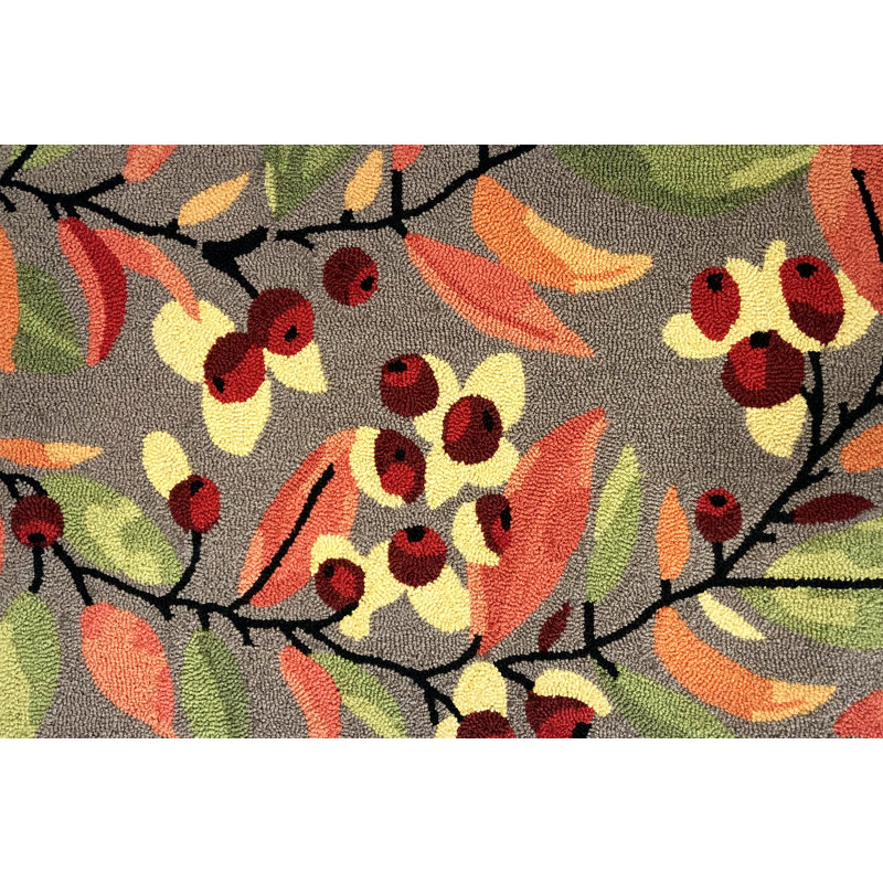 Bujar Looped / Hooked Floral Indoor / Outdoor Rug, Rectangle 2'6" x 4'