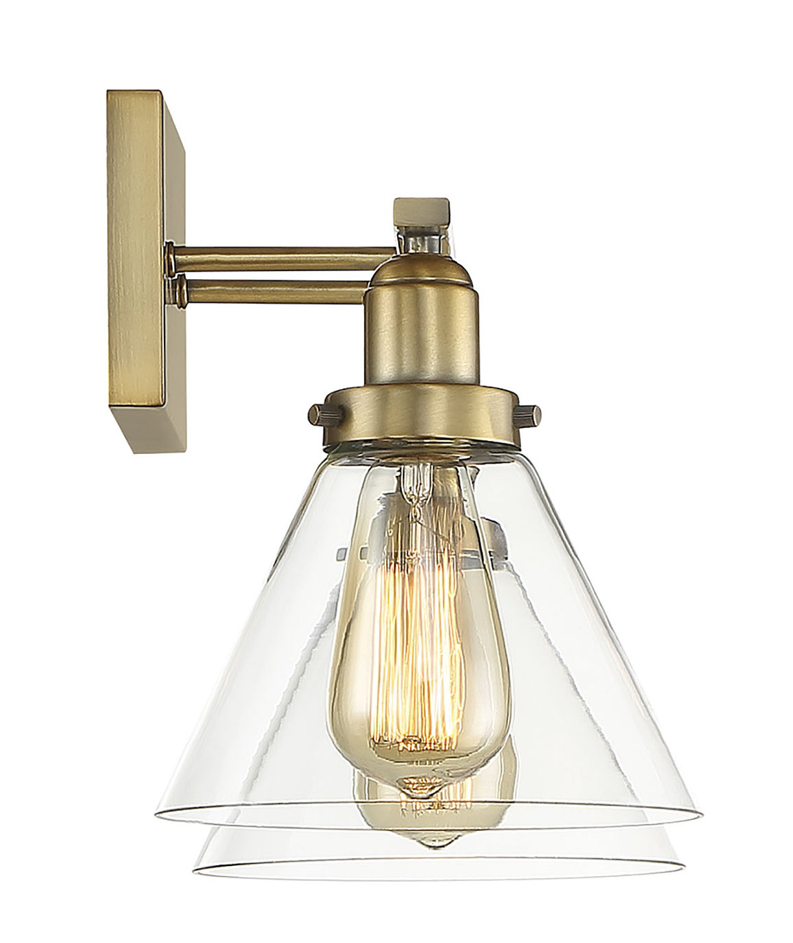 Catalina 2 Light Transparent Dimmable Bath Sconce, Warm Brass