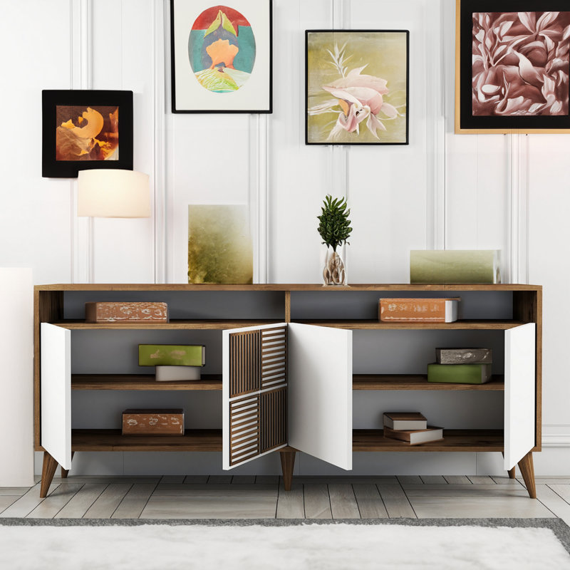 Console 70,9 po Lusio, Noyer / Blanc