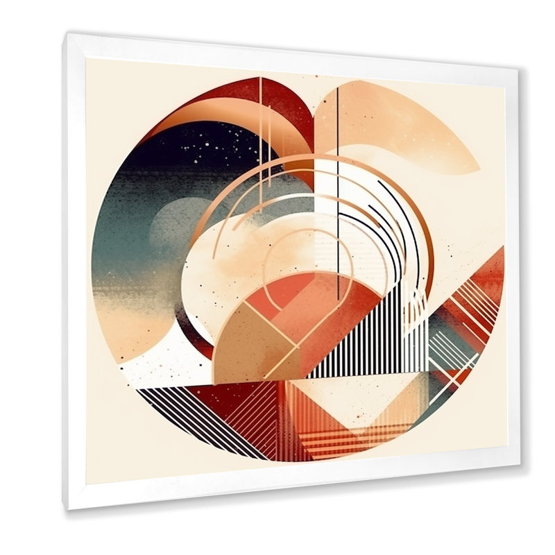 Minimal Boho Landscape in Retro Earth Tones - Print, 36" H x 36" W x 1.5" D, White Picture Framed