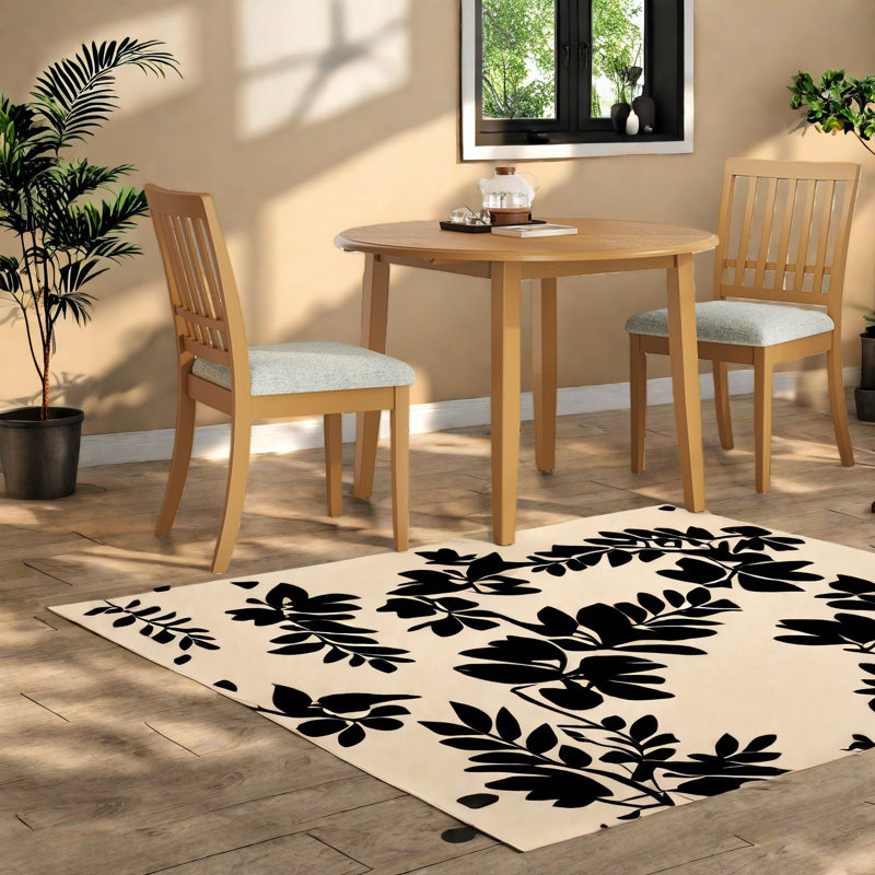 Ensemble de table de salle à manger brun clair en bois et tissu pour petits appartements