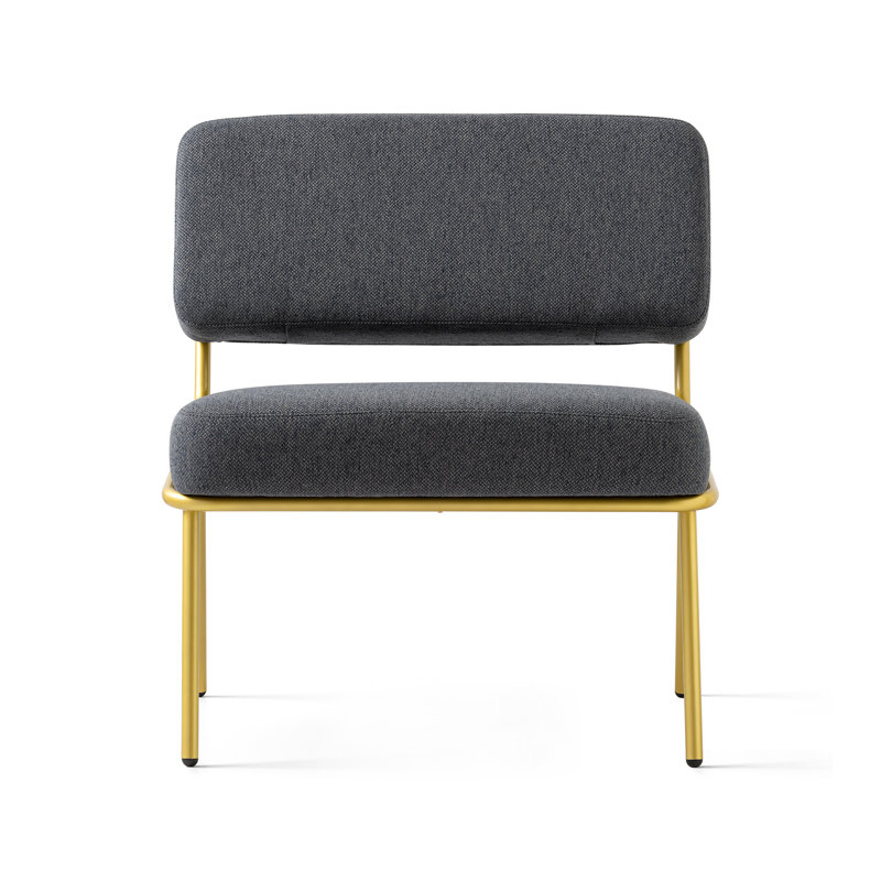 Chaise longue rembourrée Sixty, Noir, Laiton peint