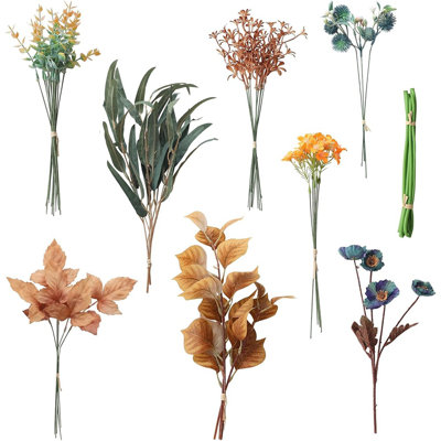Artificial Greenery Stems Box Set, 39pcs With 8 Kinds Of Faux Greenery Flowers