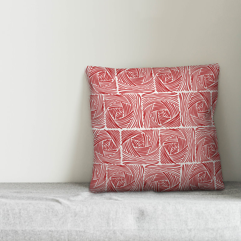  Coussin Square Roses, 16 po x 1 po, Rouge