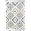 Tapis bleu foncé / crème en laine tissé à la main Jovia-1945130012