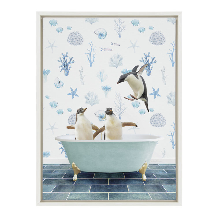 Trinx Sylvie Penguins In Under the Sea Bath Framed Canvas by Amy Peterson  Art Studio 18x24 Wayfair