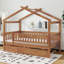 Twin wooden house bed with trundle-922912830