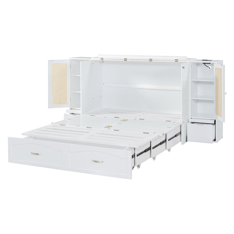 Lit escamotable Damarco, Blanc, Double