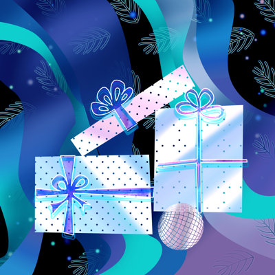 Tamirah Cosmic Holiday Party I by Melissa Wang - Wrapped Canvas Print