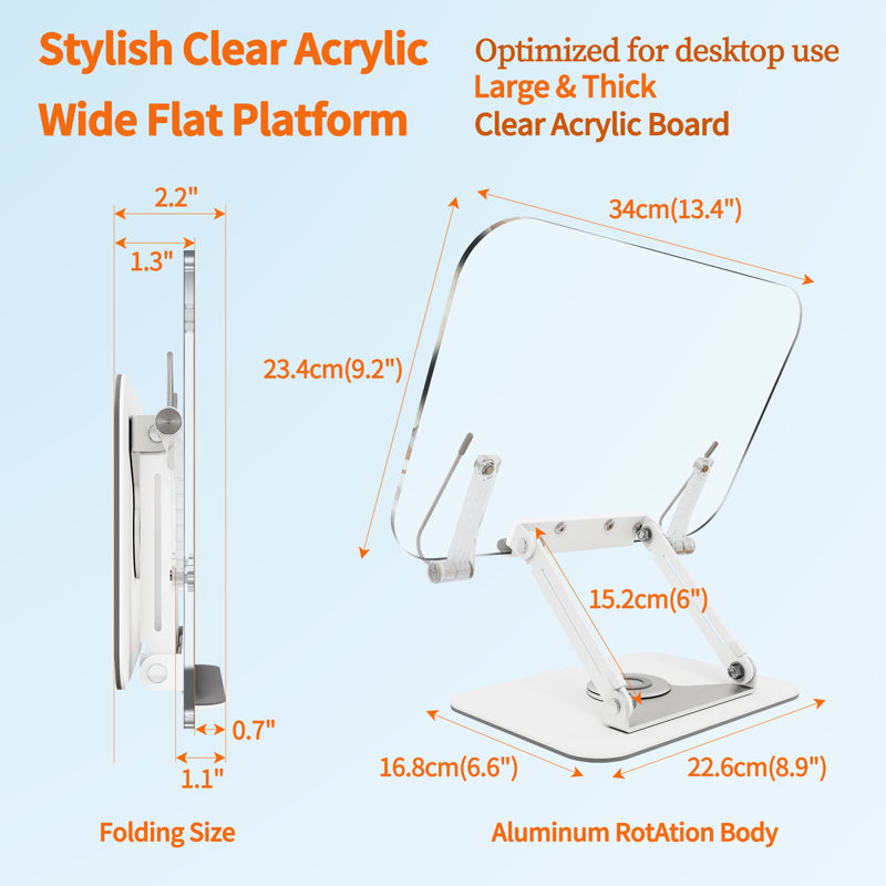 17 Storeys Book Reading Stand,360°rotating Base Book Holder For Reading Hands Free,cookbook Stand, Foldable Desktop Stand For Desk Kids,computer,textbook