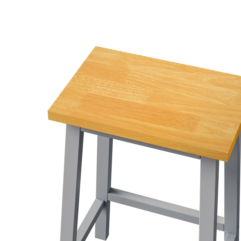 K&K Solid Wood Bar Stools (Not Cheap Iron), 25.6" Tall Set of 2 Bar Chairs, Kitchen Counter Stools with Footrests