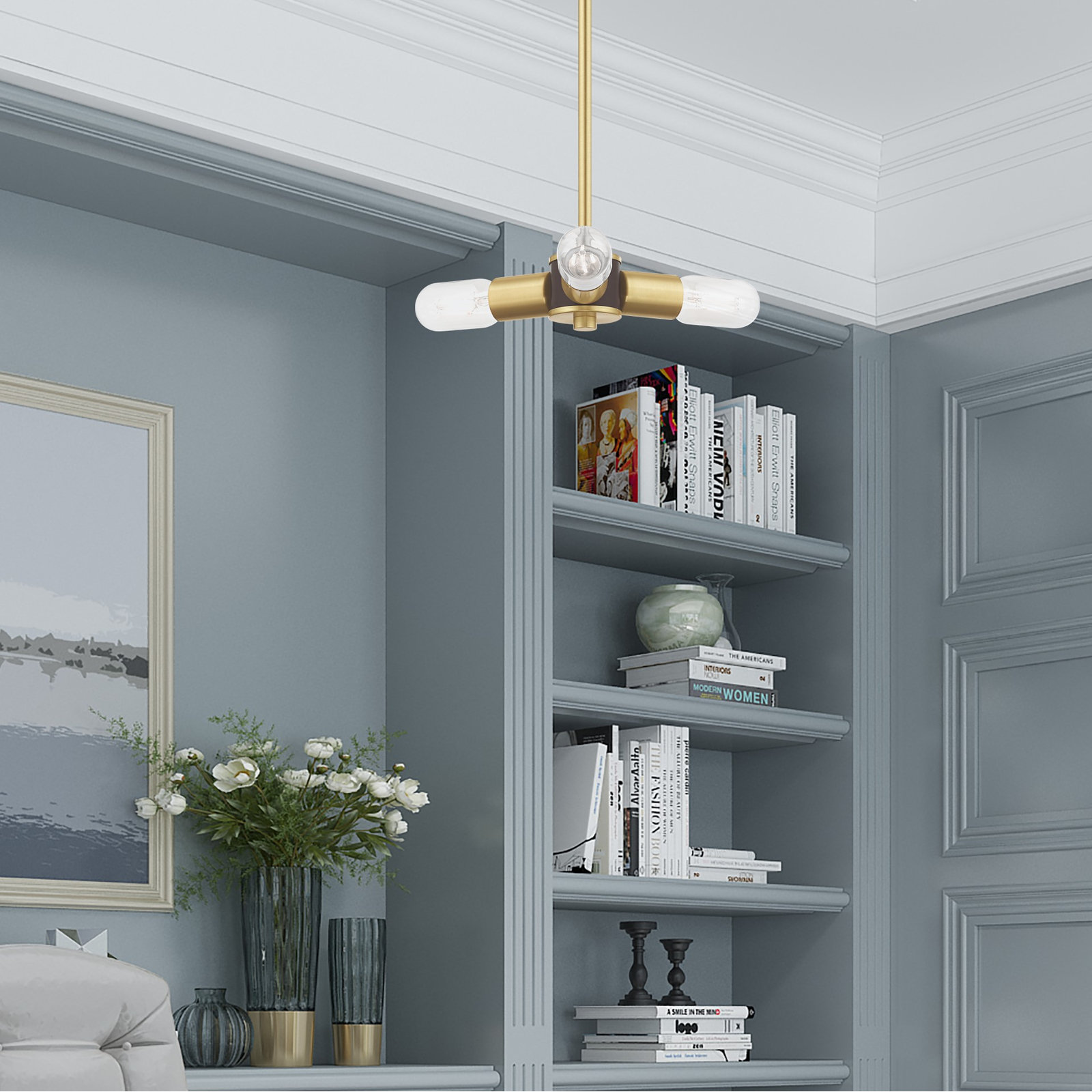 Martella 3 Light Dimmable Pendant, Satin Brass