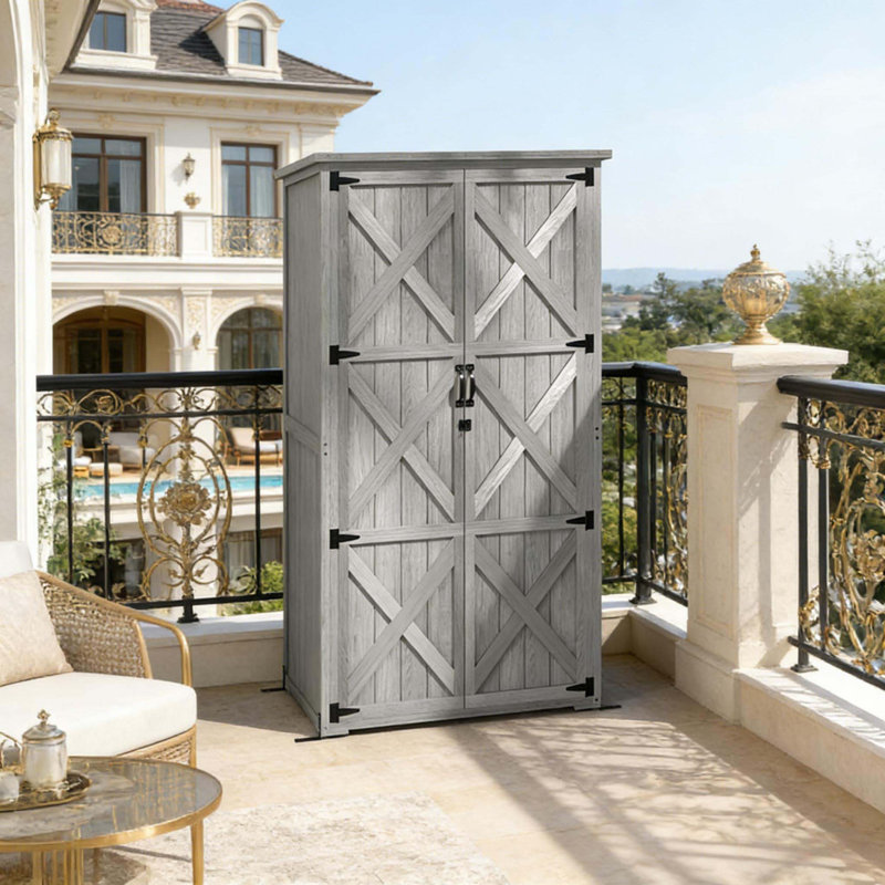 Wooden Floor Storage Cabinet, Black/Gray