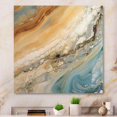 Beige Blue Aqua Symphony - Abstract Wall Art