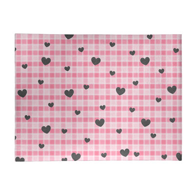 Tapis noir/rose fait main