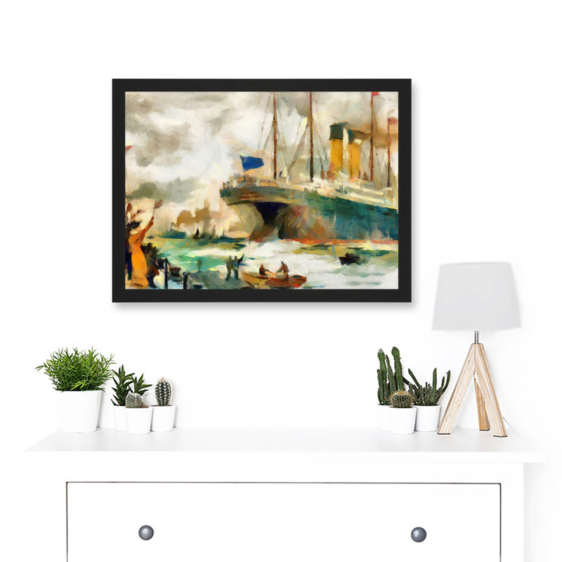 Painting SS Cedric Liverpool Ocean Liner Ship 1 Piece Single Picture Frame Painting