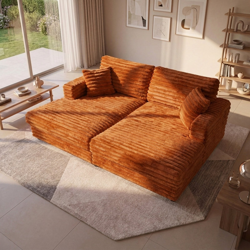 Chaise longue surdimensionnée à assise profonde avec canapé-lit et coussins décoratifs Cloud, Gris