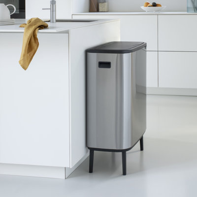 Brabantia Bo Touch Top Hi Dual Compartment Recycling Trash Can, 2 x 8 Gallon (2 x 30 Liter)