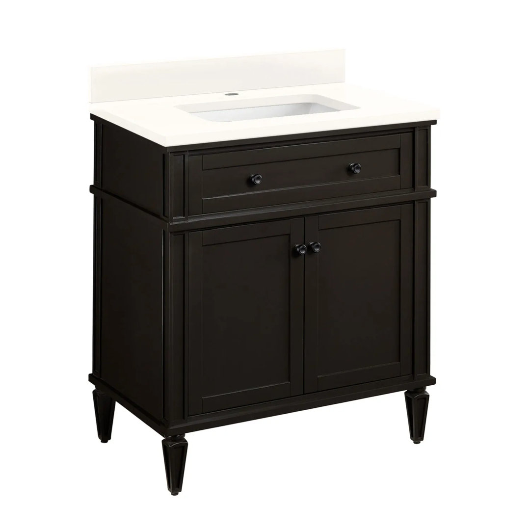 30" Elmdale Single Bathroom Vanity Set with Rectangular Undermount Sink Signature Hardware Top 
