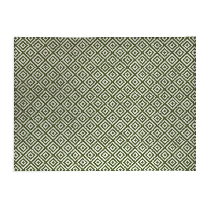 Tapis de cuisine Ikat, Rectangulaire 4 pi x 6 pi, Vert olive