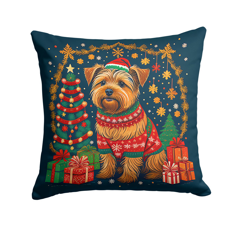 1138_Norfolk Terrier Christmas Fabric Decorative Pillow, 14 po x 14 po