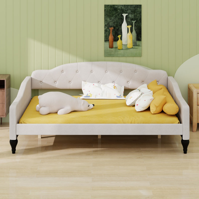 Lit de jour rembourré capitonné en bois au design élégant avec stable et durable