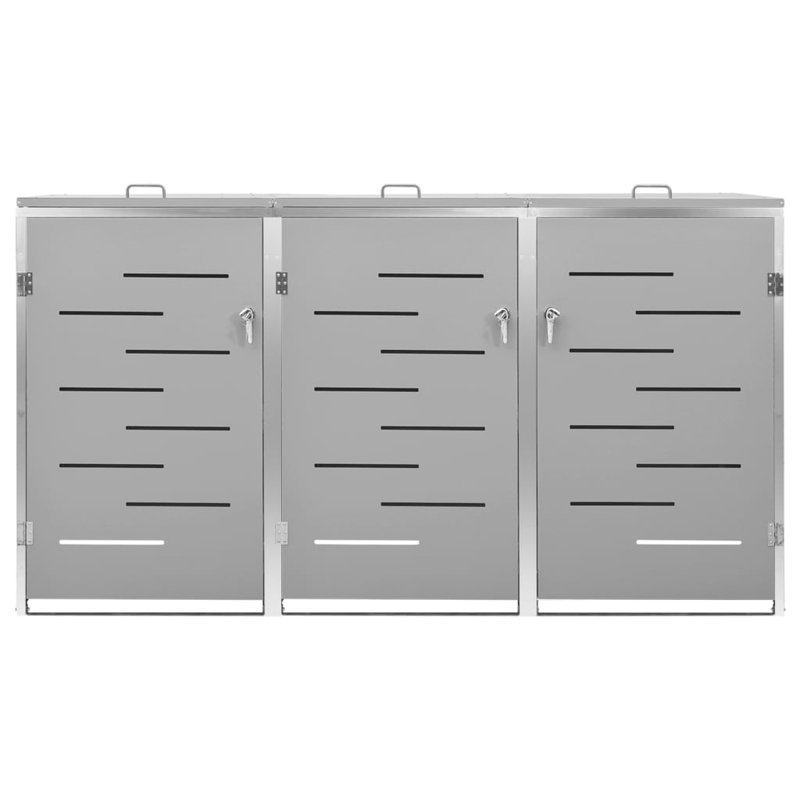 6.79 ft. W x 2.54 ft. D Stainless Steel Horizontal Garbage Shed, Gray