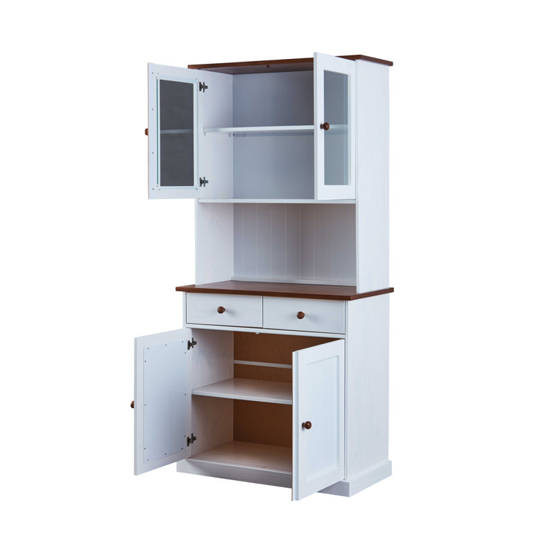 Pierro Hutch Cabinet, White/Sepia/Brown