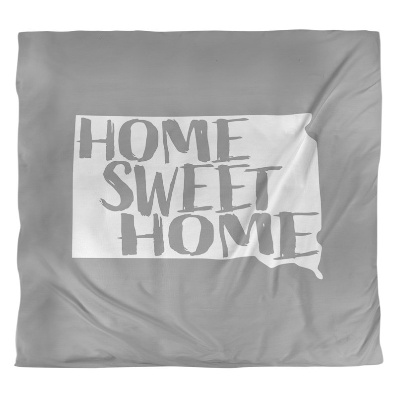 Housse de couette réversible Home Sweet South Dakota, Polyester brossé, Housse de couette pour très grand lit, Gris