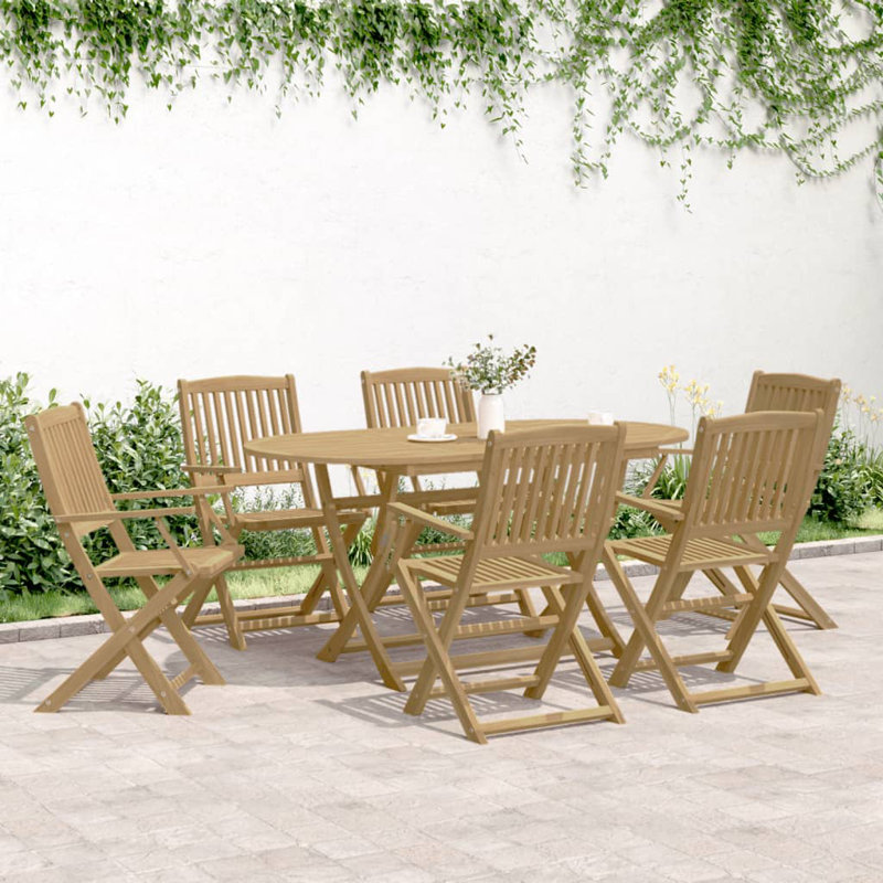 6 - Person Wood Patio Dining Set with Round Table