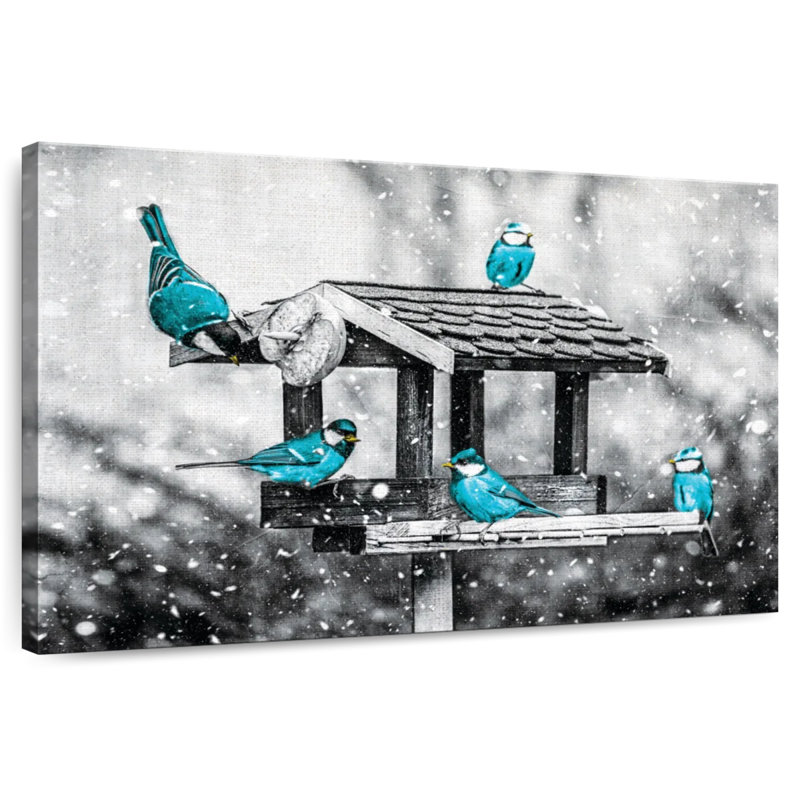 Blue Tits On Bird Feeder Pop, H 32 po x l 48 po