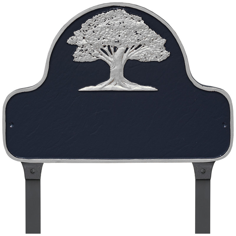 Plaque d'adresse sur 1 ligne, Marine / Argent, Oui