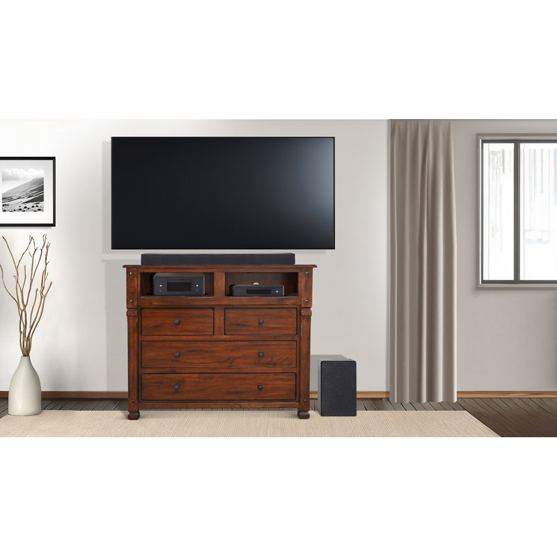 Hiraku 4 Drawer Media Chest Wood Dresser