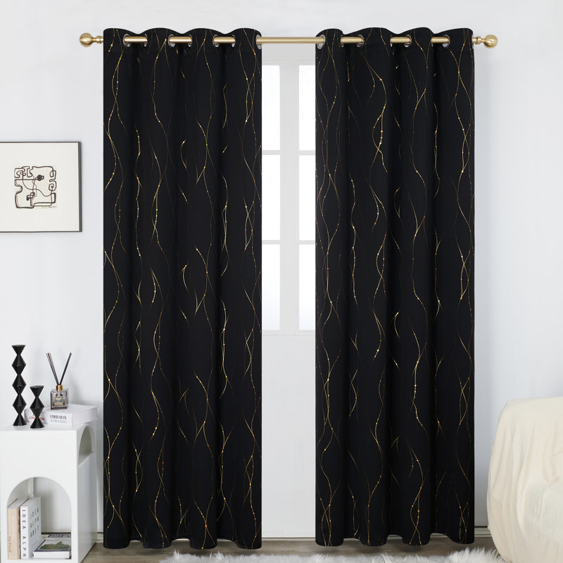 Blackout Curtain Pair, Black, 132cm W x 160cm D