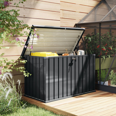 Outsunny 400L Garden Storage Box Waterproof 124 x 66 x 72 cm Dark Grey