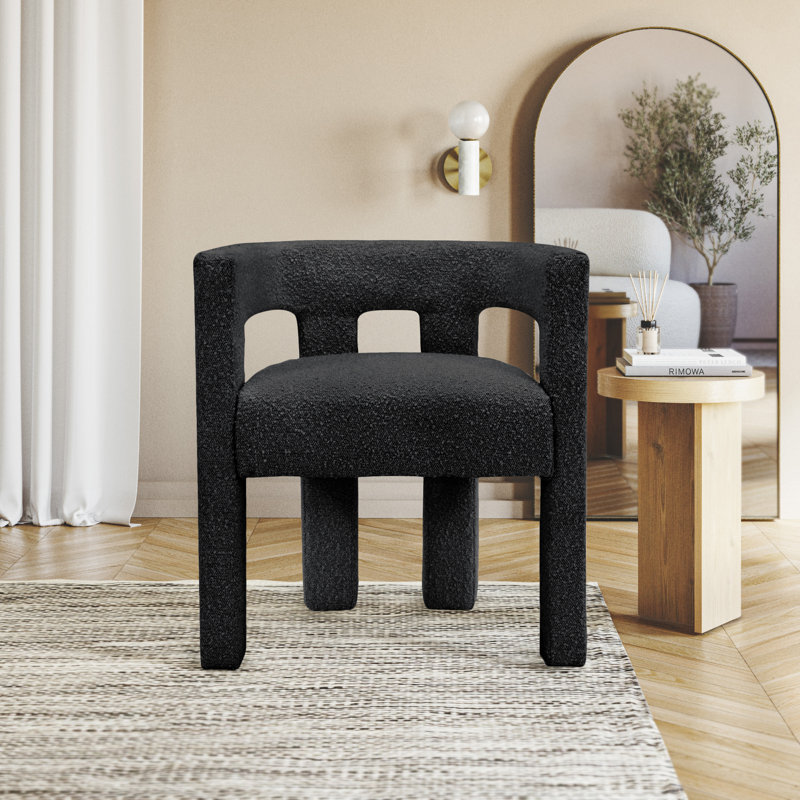 Cedernier Boucle Dining Armchair, Black