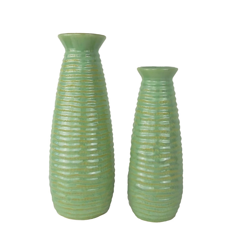 Deyshawn Cylinder Ceramic Table Vase Set