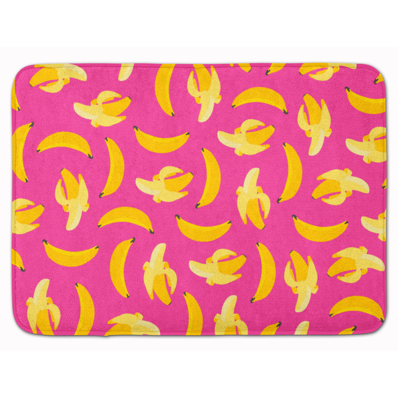 Tapis pour salle de bain en microfibre Bananas, Rose