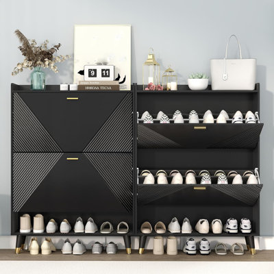 Shoe Storage Cabinet With Flip Drawer